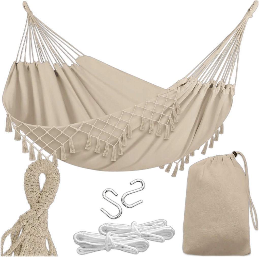 Kerti Függőágy Turista Boho Brazil Swing 150x190 120kg Táska