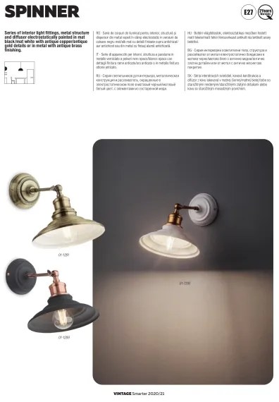 Redo 01-1290 - Fali lámpa SPINNER 1xE27/42W/230V