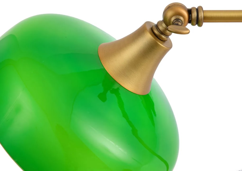 Klasszikus asztali lámpa bronz színben, zöld opálüveggel - Clerk