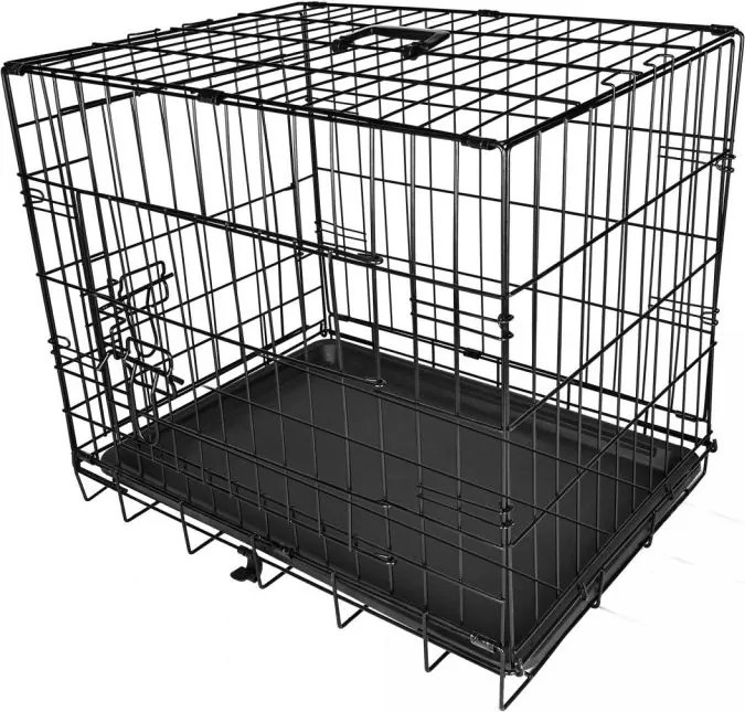 Leopet® Összecsukható kutyaketrec 107x 69x 75,5 cm XL fekete