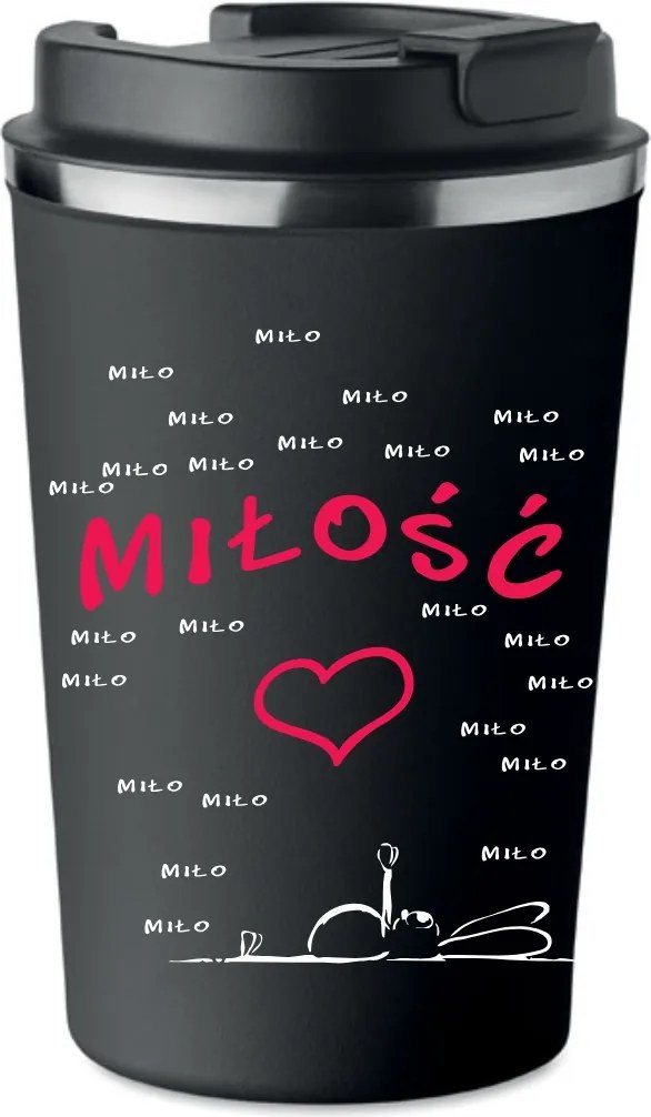 Prémium Termo Bögre fekete Valentin Napi Ajándék Szerelem Szív KT_314