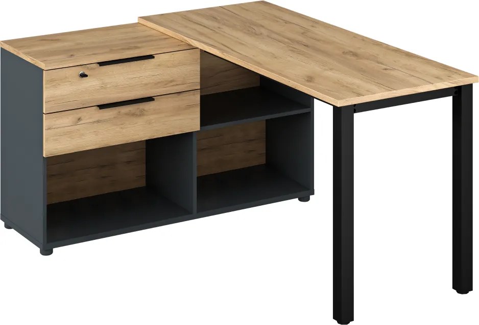 Sarok PC-asztal, grafit/artisan tölgy, KLAUDIUS TYP 8