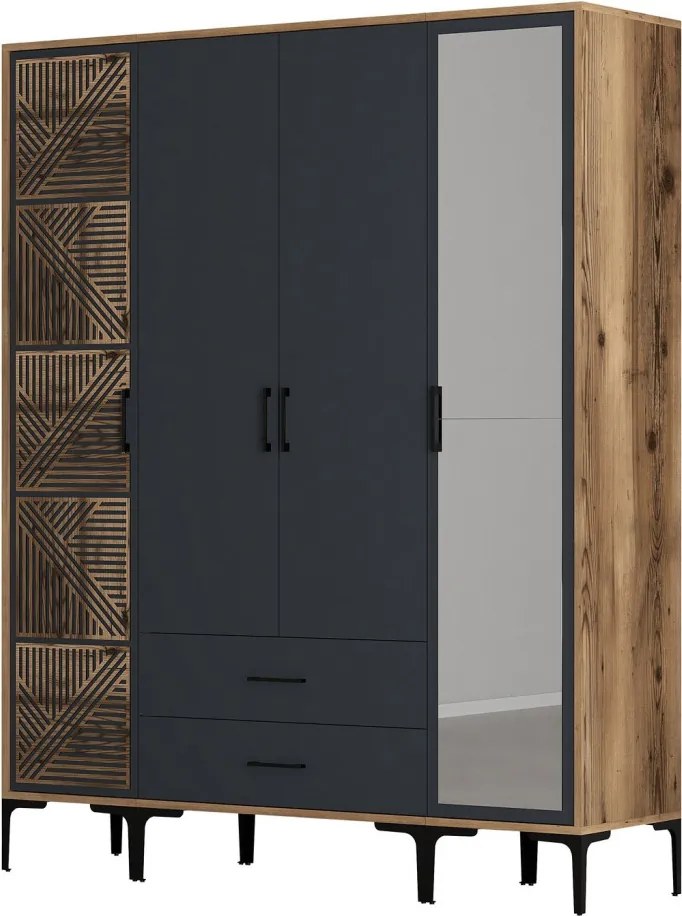 Kumsal gardróbszekrény, dió-antracit, 160 cm – TR845HCT5464