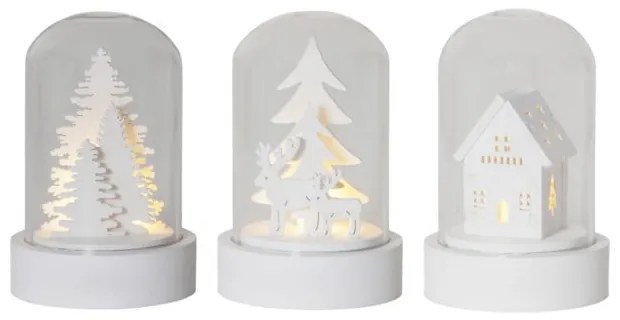 Fehér fénydekoráció készlet karácsonyi mintával 3 db-os ø 5,5 cm Kupol – Star Trading