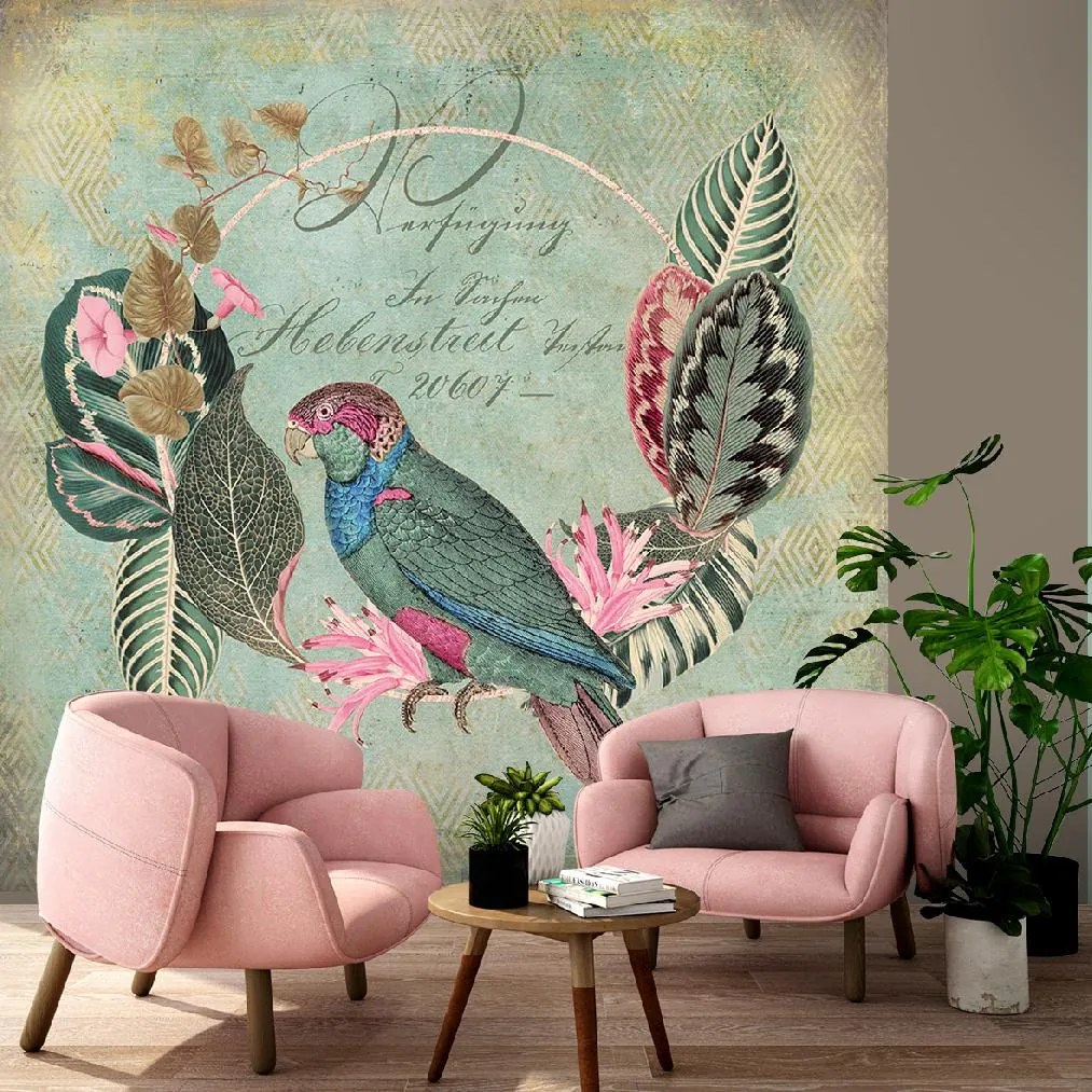 Gario Fotótapéta Madarak zöld absztrakció - Andrea Haase Anyag: Vlies, Méret: 250 x 250 cm
