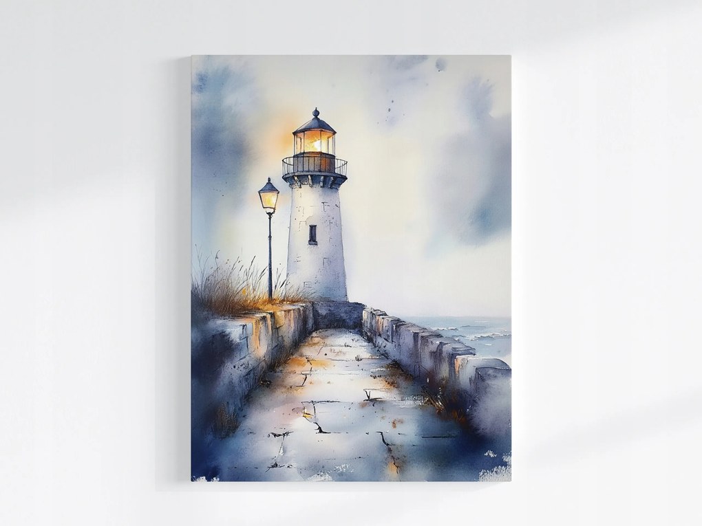 Vászonkép Canvas Tájkép Tenger Világítótorony Fény Köd 60x80