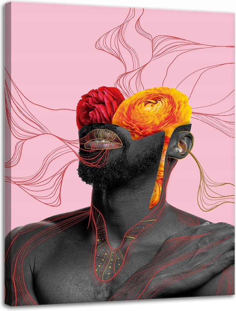 Vászonkép Fekete Férfi Virágok Természet 30x40 cm Ajándéknak is tökéletes