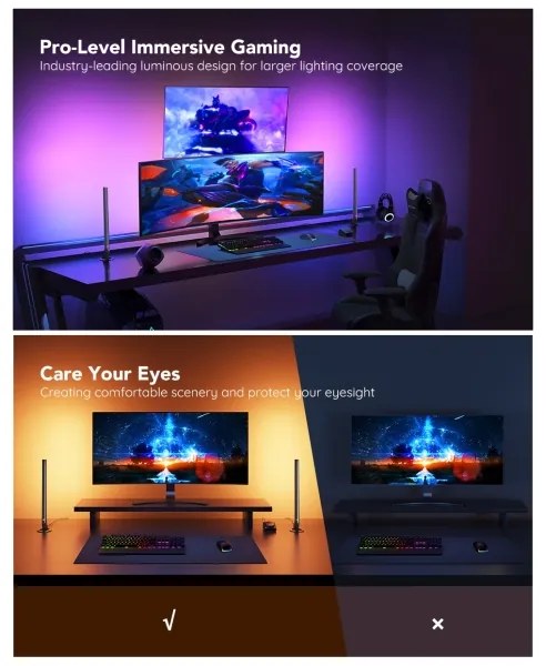 Govee - Smart Gaming WiFi LED panelek + Smart Dual vezérlő fehér Wi-Fi