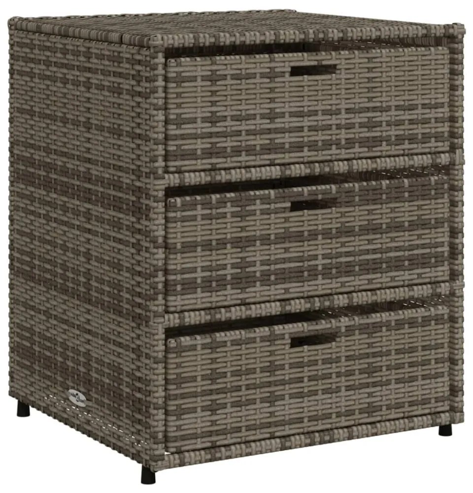 szürke polyrattan kerti tárolószekrény 55 x 59 x 69 cm