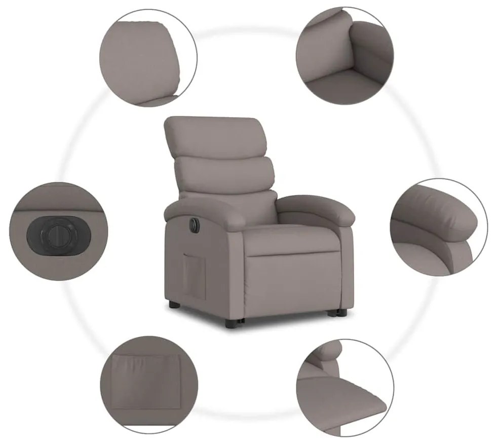 elektromos felállást segítő tópszínű szövet dönthető fotel