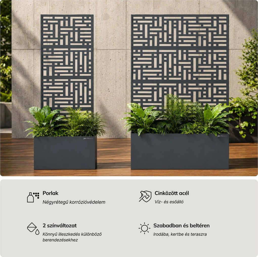 Fém kerti pergola virágládával 3in1, antracit, 900x1800x300 mm: ROSE
