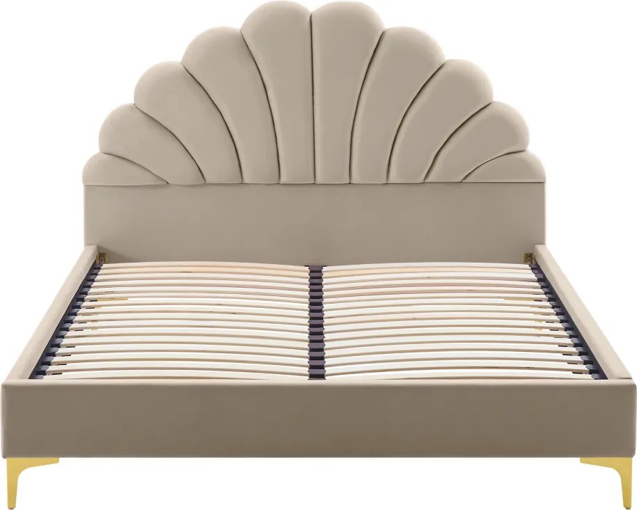 Ágy ágyráccsal, 160x200, bézs Velvet szövet, ISADORA