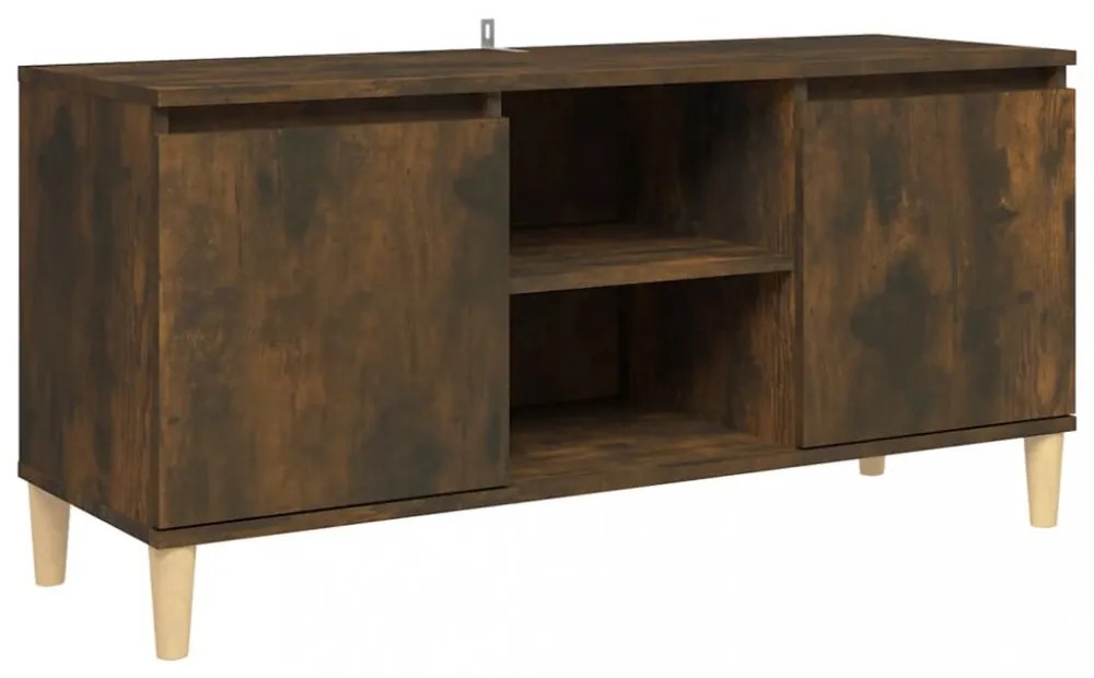 füstös tölgy színű TV-szekrény tömör falábakkal 103,5x35x50 cm