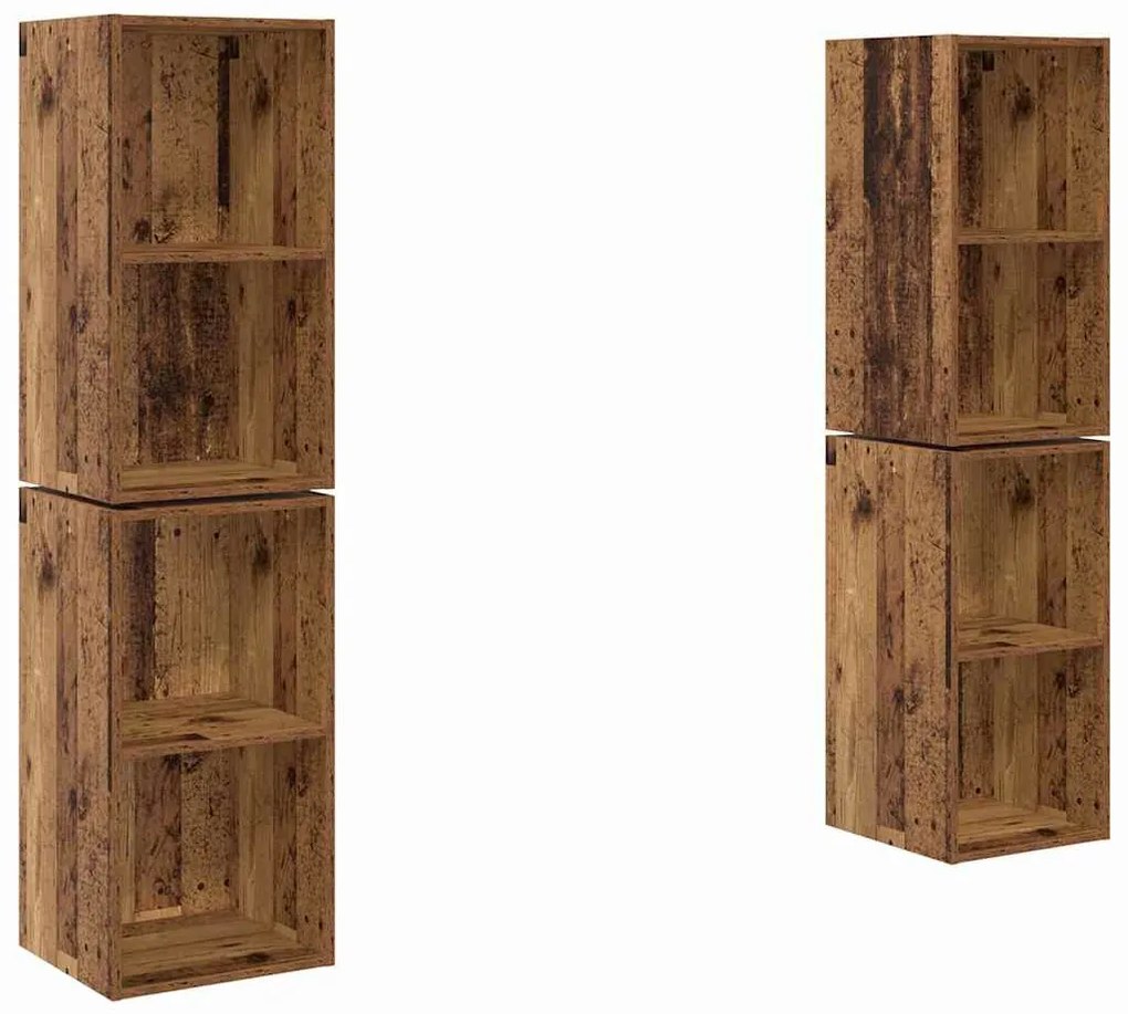 Fali TV Szekrény 4 pcs Régi fa 37 x 37 x 72 cm Faanyag