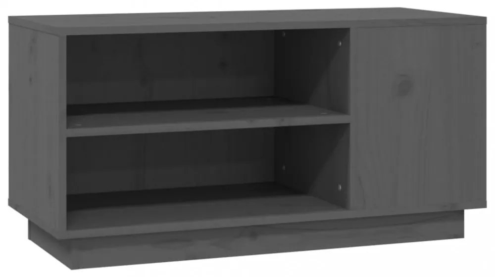 szürke tömör fenyőfa TV-szekrény 80 x 35 x 40,5 cm
