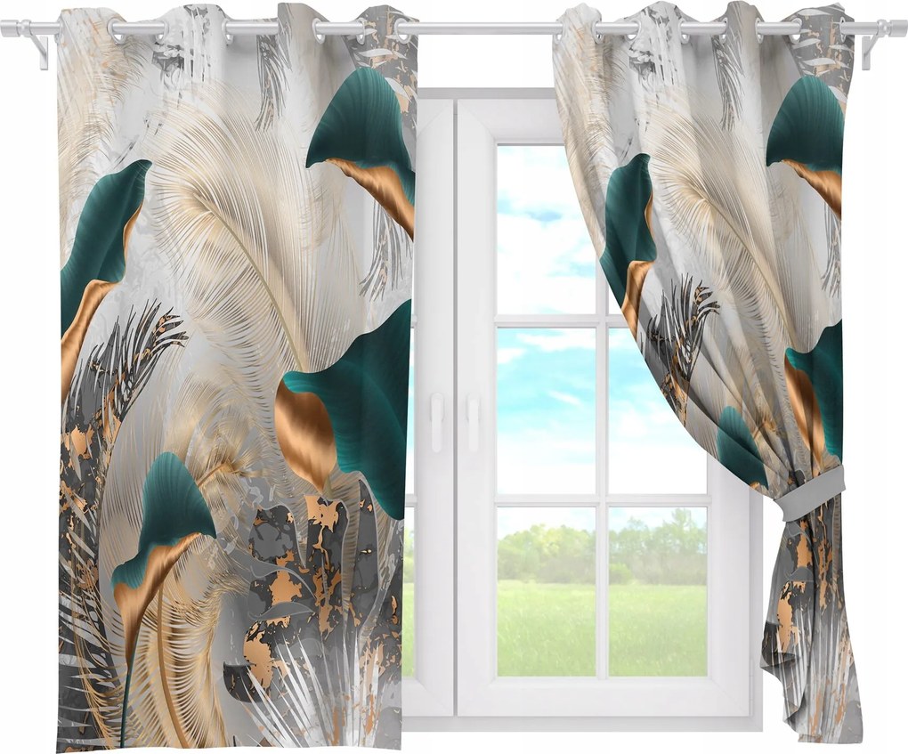 Függöny Kész Átvezetők Rövid 140x160 Függöny Átvezetők Levelek 111