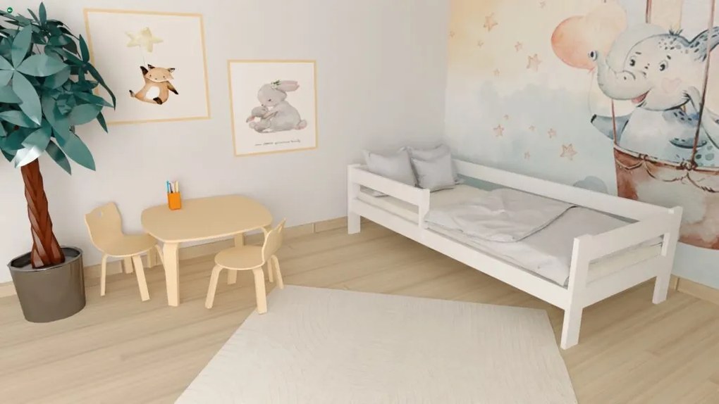 Ala fenyő gyerekágy fehér 90x200 + ajándék ágyrács