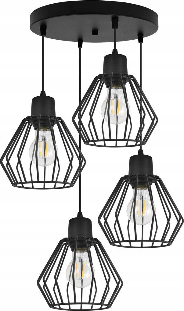 Mennyezeti Lámpa Lógó Csillár Fekete Plafon Loft Modern Drót