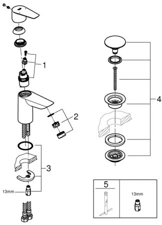 GROHE 24199001 - START EDGE DN 15 mosdócsaptelep, fényes króm
