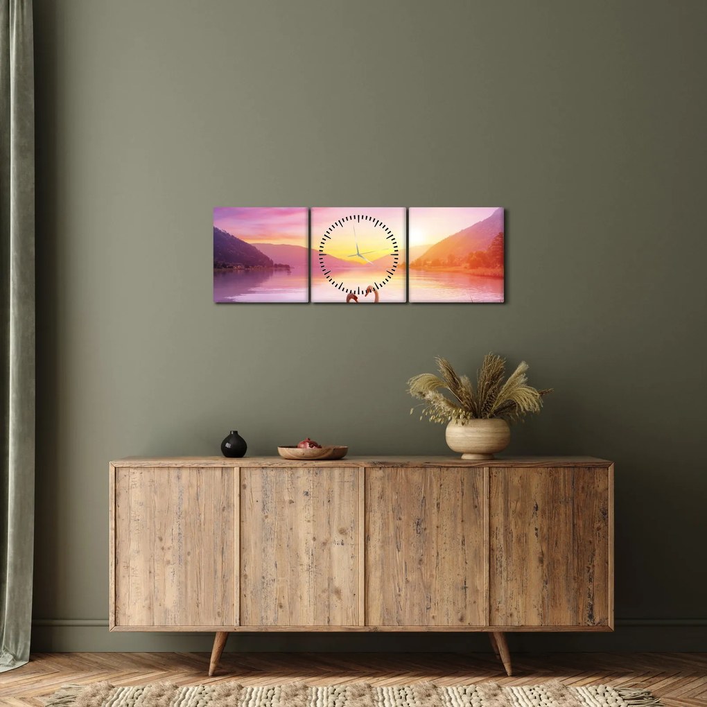 Szerelmes hattyúk képe (órával) (90x30 cm)