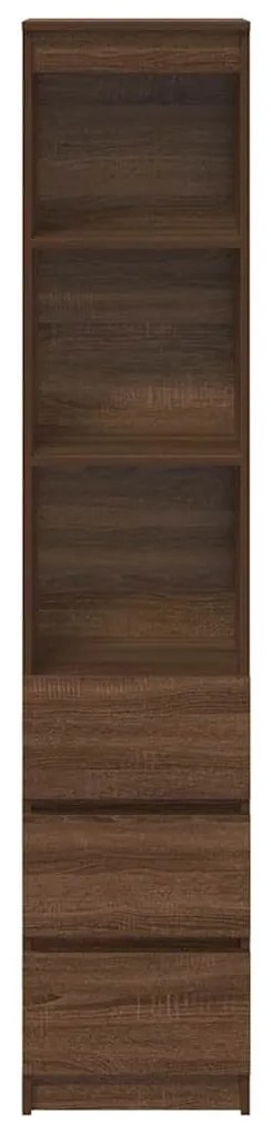 barna tölgy színű szerelt fa magasszekrény 37,5x35x180 cm