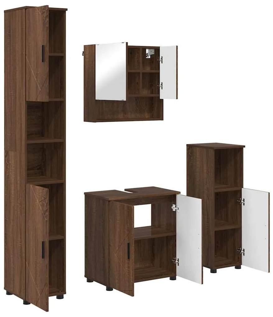 Fürdőszoba bútor szett 4 pcs barna tölgy 61 x 35 x 64 cm