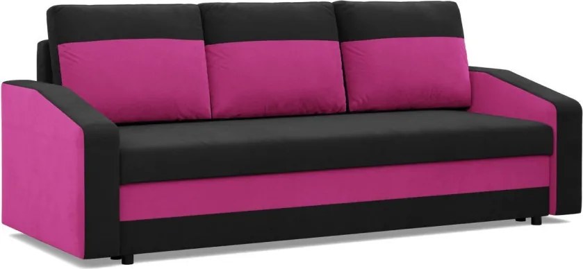Hewlet kanapéágy, szövet anyag, hab töltet, fekete - rózsaszín