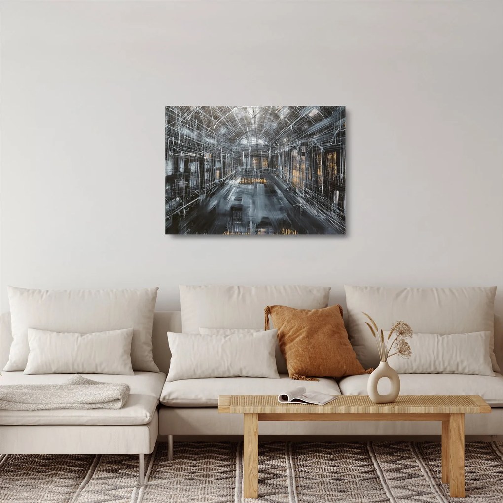 Egy régi épület belsejének képe (üvegen) (70x50 cm)