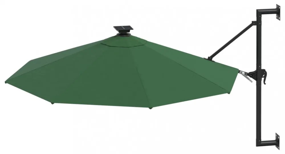 zöld fali napernyő LED-ekkel és fémrúddal 300 cm