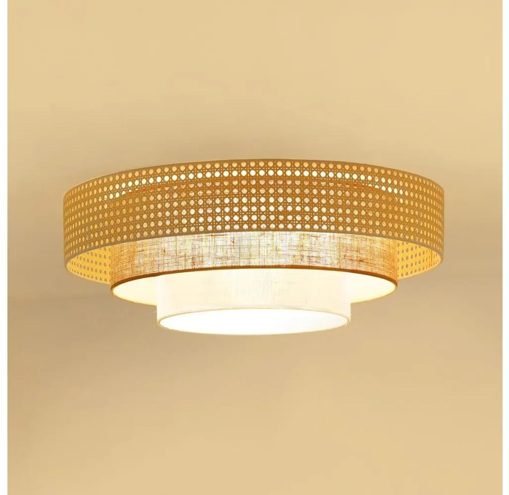 Brilagi - LED mennyezeti lámpa CEDAR LUNETA LED/26W/230V rattan/barna/krémszínű