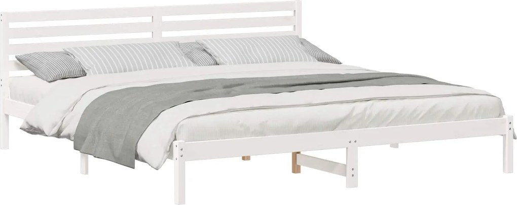 vidaXL Ágykeret fejtámlával Fehér 200 x 210 cm Tömör fenyőfa