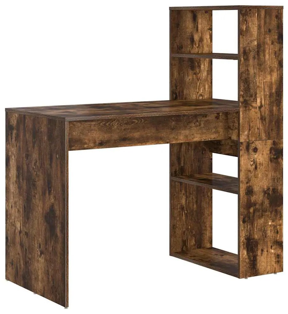 Asztal polcokkal Füstölt tölgy 113 x 54 x 120 cm Faanyag