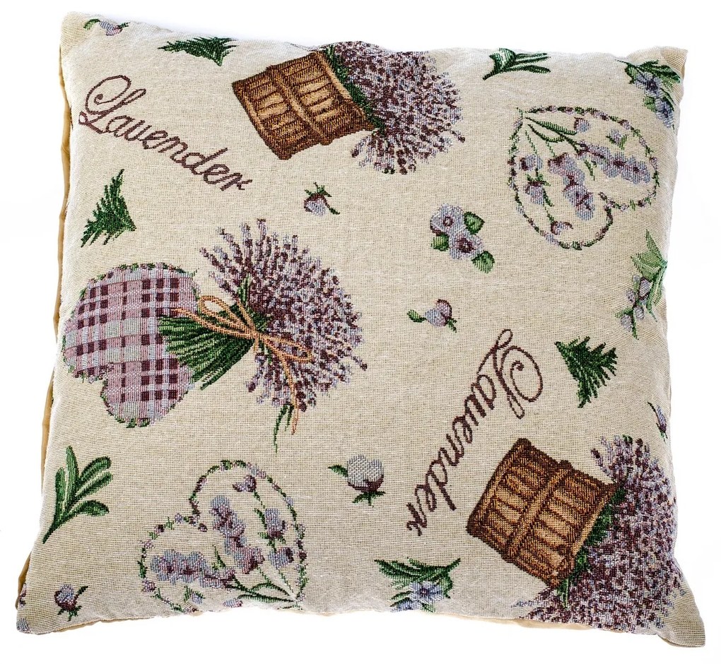 Levendula virágtartóban párnahuzat, bézs, 40 x 40 cm