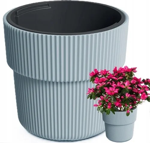 Műanyag Kaspó Szürke 40X37CM Űrtartalom 20L Kerek Milly Lengyel Termék