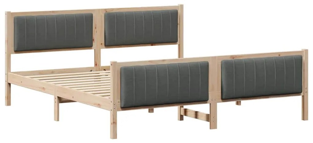 Ágykeret barna és sötétszürke 180 x 200 cm Tömör fenyőfa