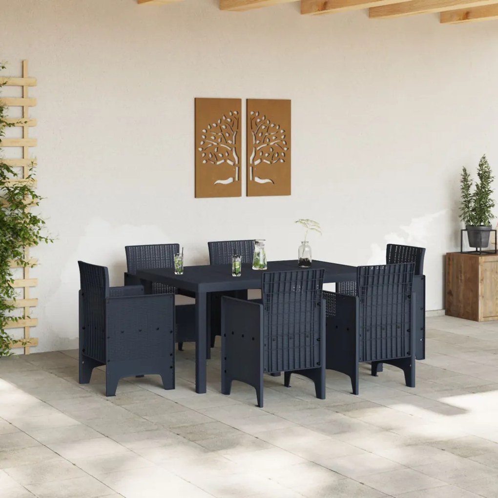 Kert étkező szett 7 pcs Antracit Polt rattan