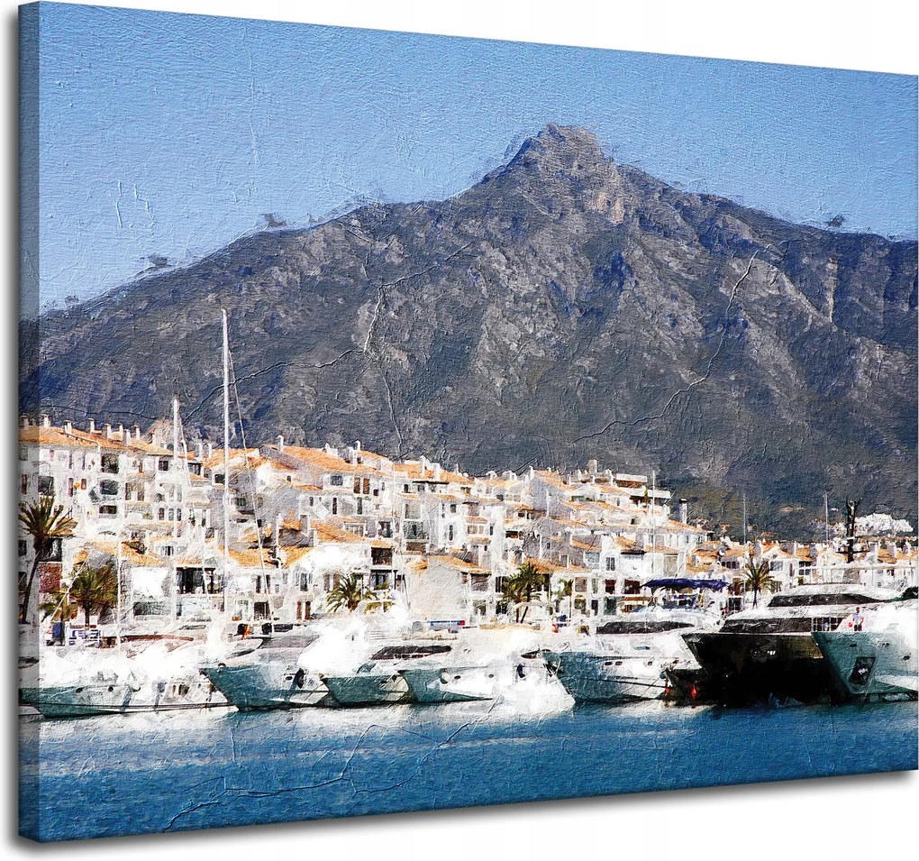 Vászonkép Hajók Nyár Monaco Hegy 100x80 cm Ideális ajándék