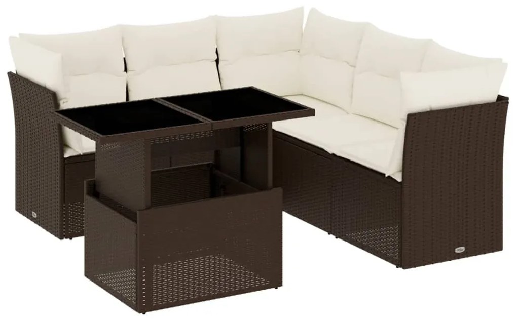 6 részes barna polyrattan kerti ülőgarnitúra párnával