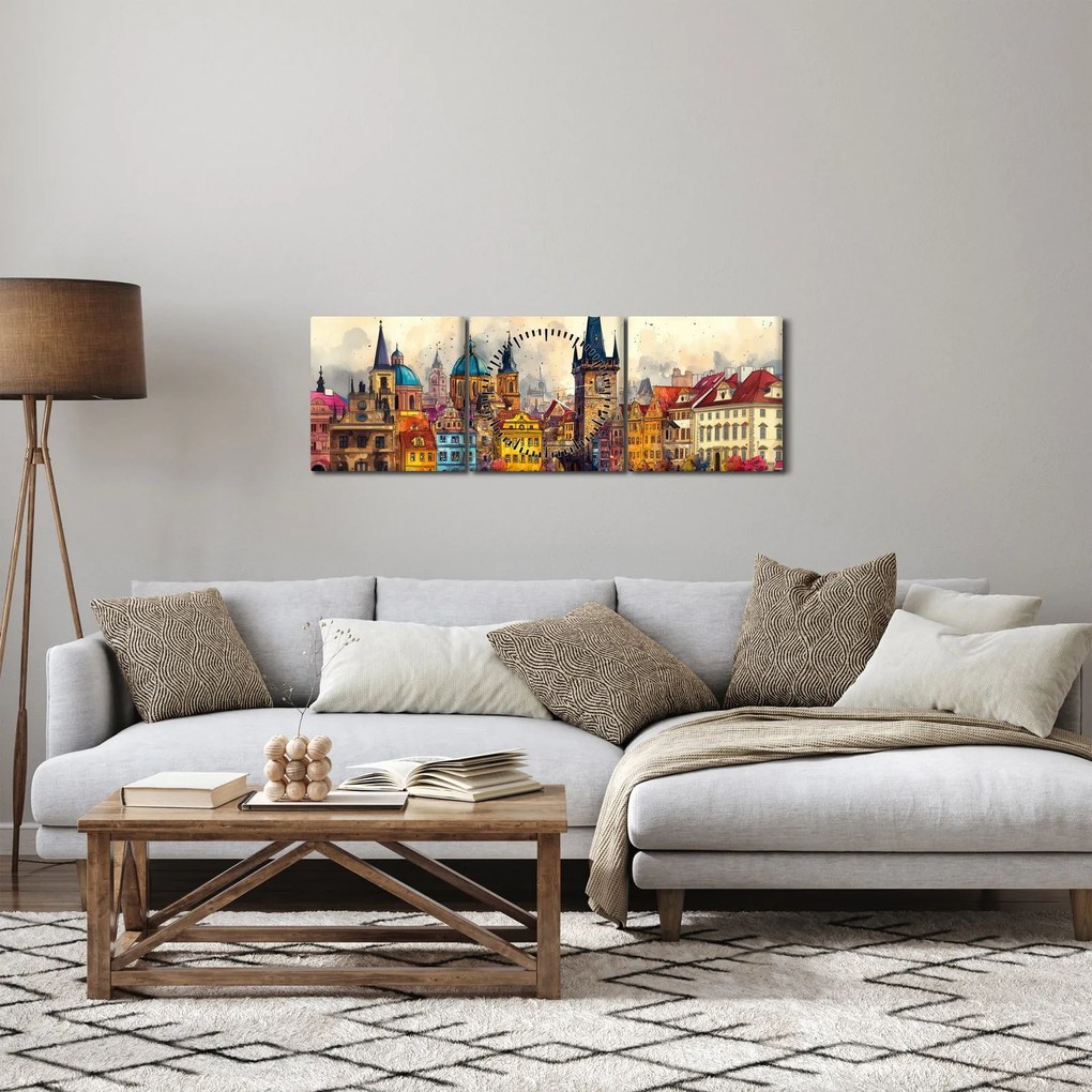 Kép - Ősz a festett városban (órával) (90x30 cm)