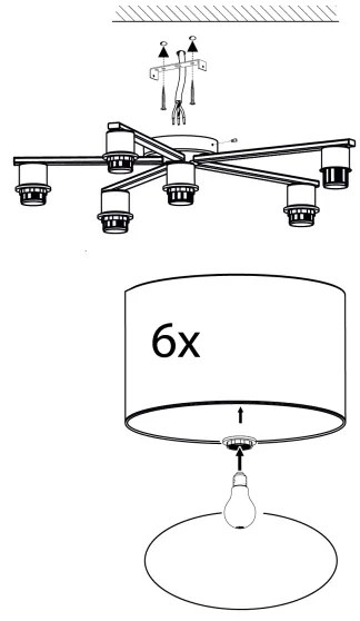 Eglo 98409 - Mennyezeti lámpa PASTORE 6xE27/40W/230V