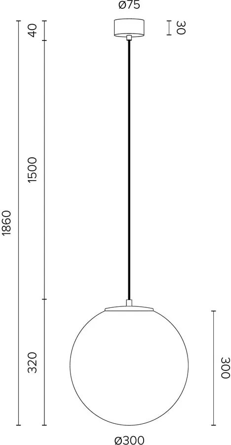 TSUKI L fehér függőlámpa fekete foglalattal, ⌀ 30 cm - Sotto Luce