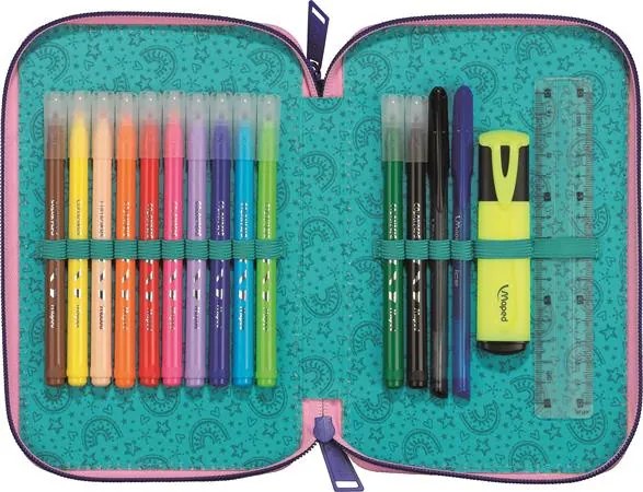 Tolltartó, töltött, 2 emeletes, cipzáras, MAPED, unikornis (IMA967402)