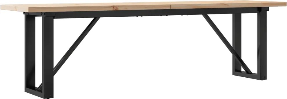 vidaXL tömör fenyőfa és acél O-vázú dohányzóasztal 160x40x45,5 cm