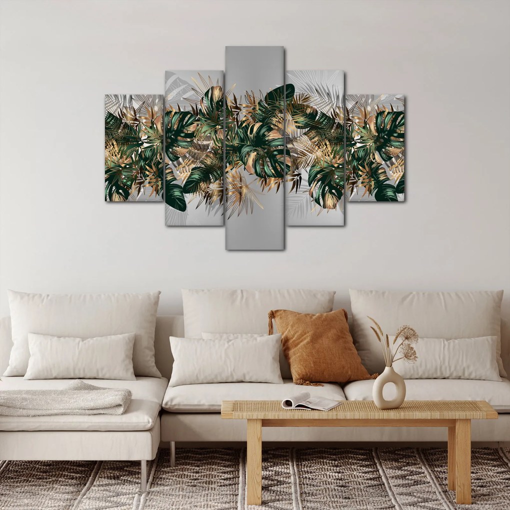 Kép - Gold-green, trópusi levelek (150x105 cm)