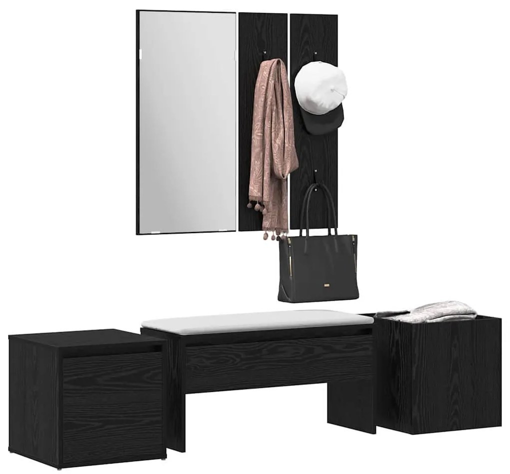 Előszoba bútorkészlet 4 pcs Musta tammi 80 x 31 x 40 cm Faanyag