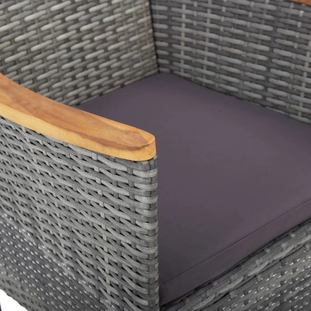 vidaXL 5 részes szürke polyrattan és akácfa kerti étkezőgarnitúra