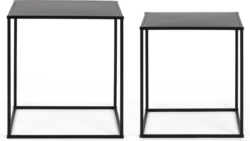 Fekete fém dohányzóasztal szett 2 db-os 38x38 cm Alrik – Yes Everyday