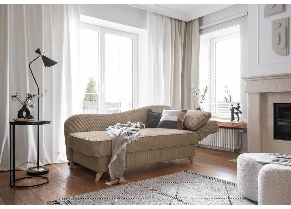 Szürkésbarna kordbársony heverő (jobb oldali) Chic Charlotte – Miuform