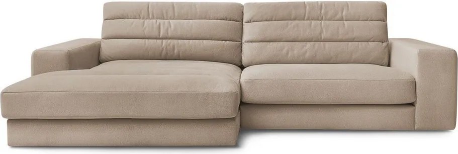 Szürkésbarna bársony sarokkanapé (bal oldali-heverő résszel) Sierra – Bobochic Paris