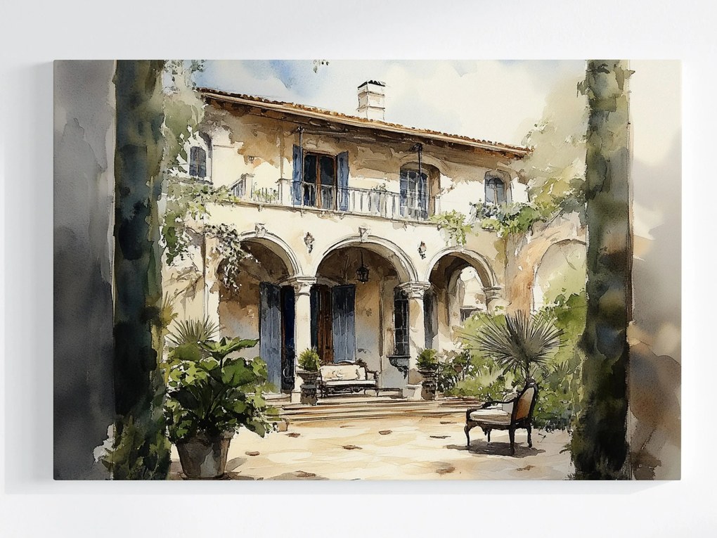 Vászonkép Canvas Ház Villa Kúria Udvar Terasz Olaszország 60x40